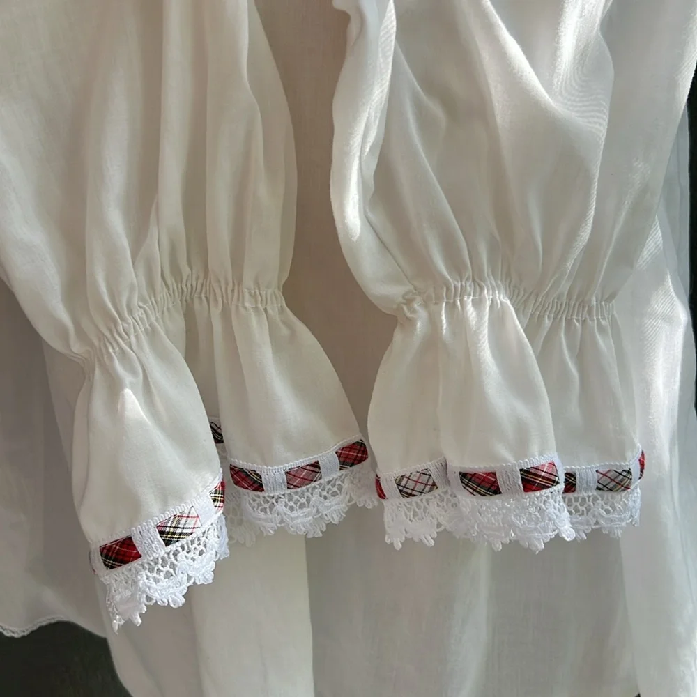 White Ruffled Women's Renaissance Top - Picture 5 of 9
